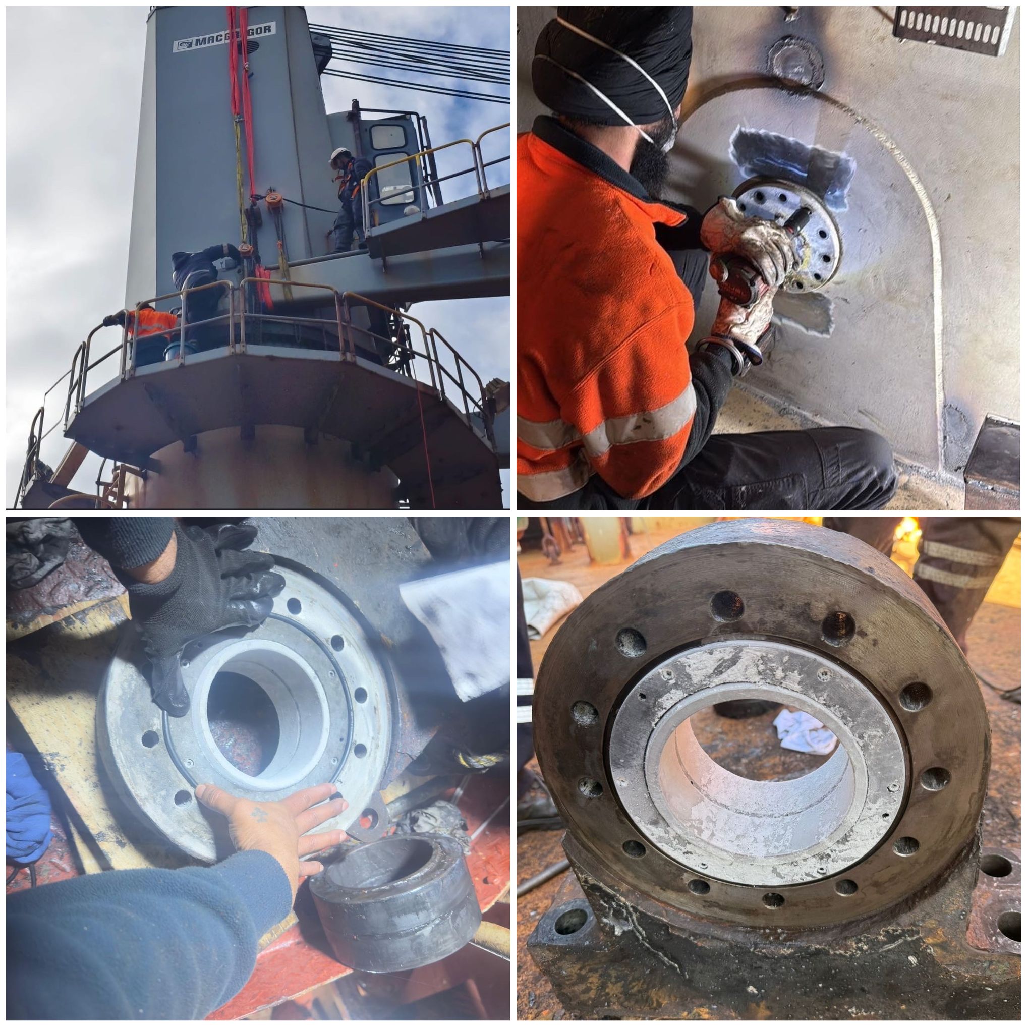 MacGregor GLB3026-2/2426gr Deck Crane Jib Bearing Renewal at Port of Portland By Qualships Australia