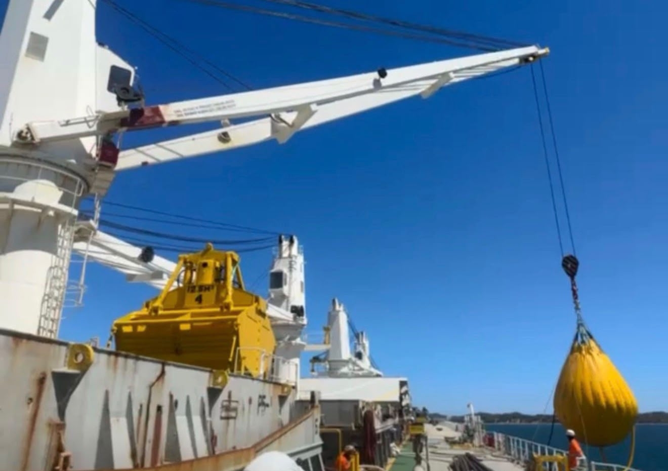 Crane Load Testing - Water Bag Test on Ship Crane